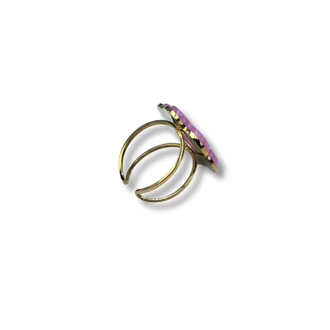 bague fleur rose